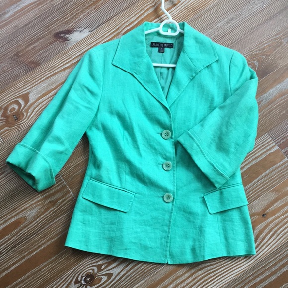Lafayette 148 green linen jacket 4 6 - Picture 1 of 10